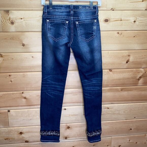 Miss Me Bling Trim Cuffed Skinny Jeans Girls 14 - Picture 6 of 7